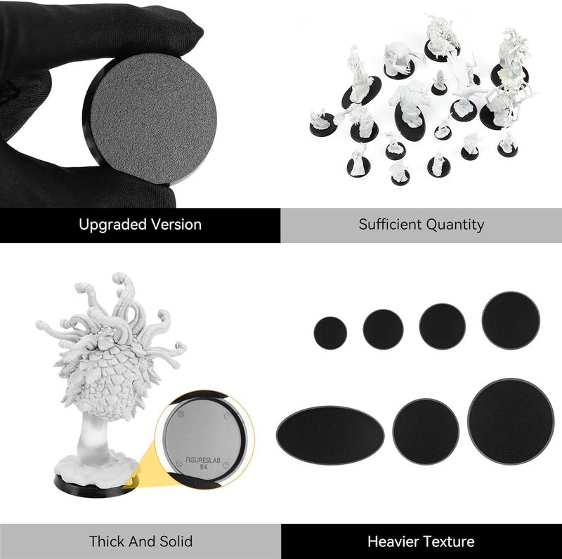 FIGURESLAB Store 100PCS Mix Black Miniature Bases with 7 Different Sizes, Model Base Wargame Accessories for Gaming Miniatures or Wargames Table Top Games - Image 4